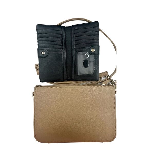 GUESS Factory tan and gold Jewlie Crossbody with BONUS matching wallet! - Picture 3 of 16